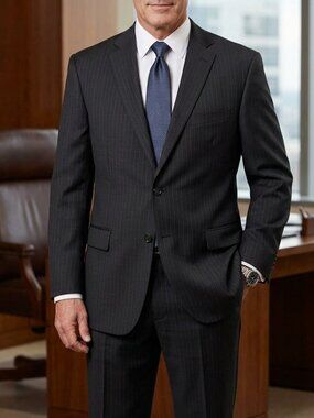 100% Wool Pinstripe Formal Suit Blazer And Pants